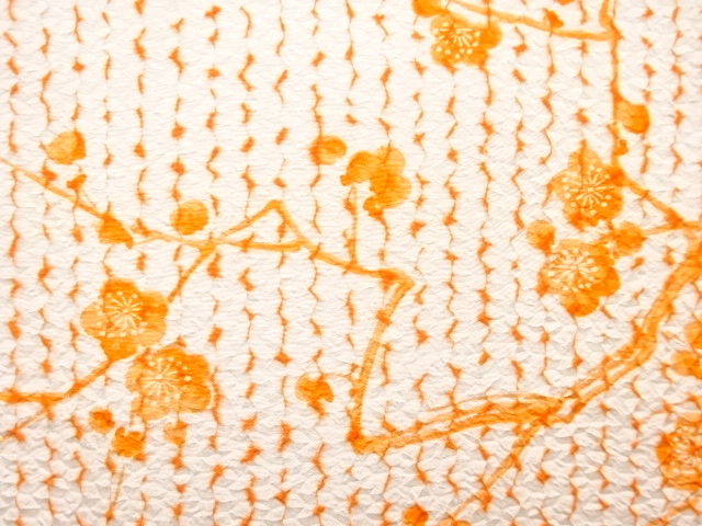  未使用品　板締め絞り　枝梅模様　長襦袢